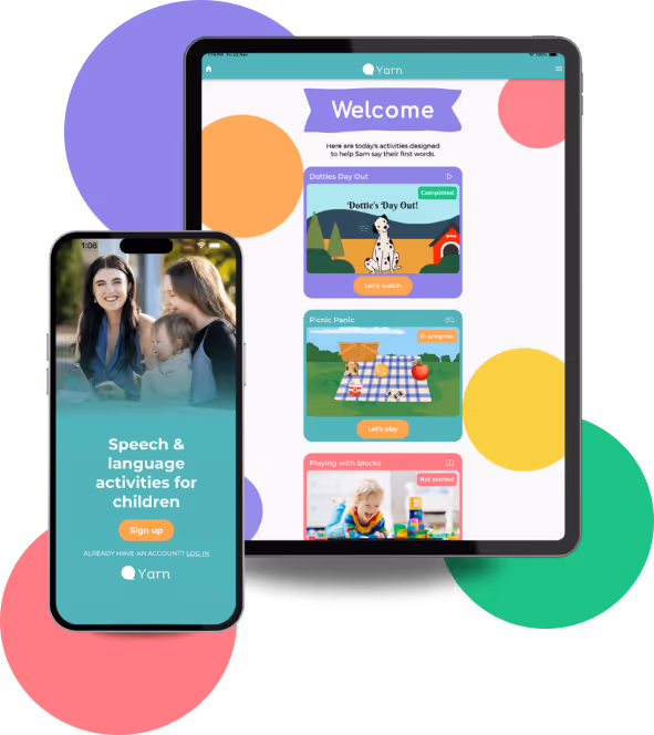 A phone and a tablet with a preview of Yarn's mobile application being displayed